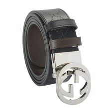 Gucci 100 Leather Double G Buckle Reversible Guccisima Belt US 30 IT 75