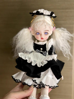 1/6 BJD Doll Ball Jointed Face Makeup Wig Maid Clothes Toy Full Set Gift MJD
