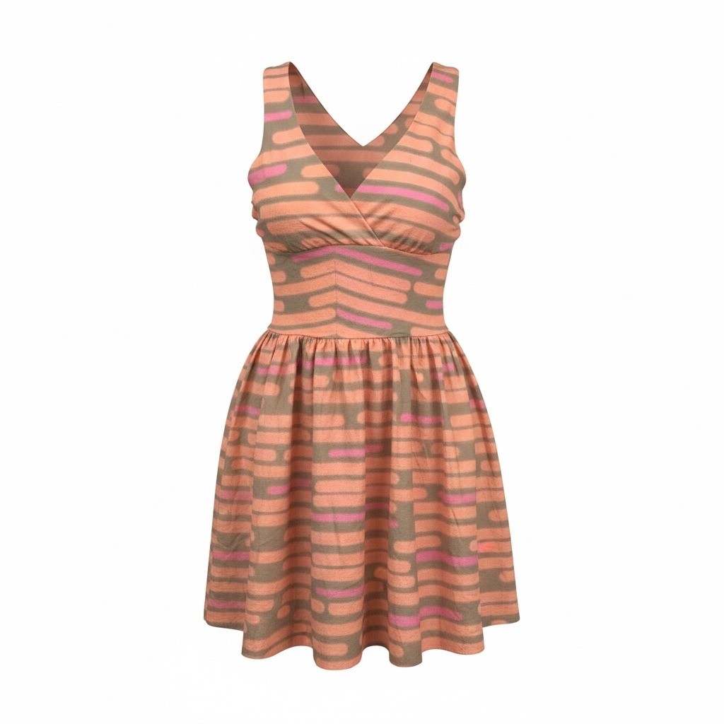 Kate Spade Saturday Cross Back Fit Flare Dress Size 8 Peach Pink Abstract Stripe