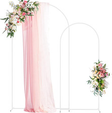 Wedding Arch Stand 7.2FT, 6FT White Metal Arch Backdrop Stand Set of 2 for Birth