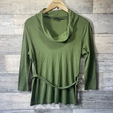 Principles Vintage Green Belted Cowl Neck Top Size 16 Ex Con