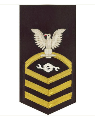 Vanguard NAVY E7 MALE RATING BADGE: CONSTRUCTION MECHANIC - VANCHIEF ON BLUE