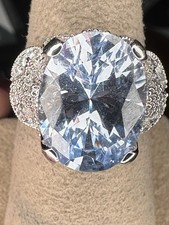 Vintage ESPO Large Blue Topaz Sterling Silver Ring Size 7