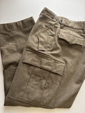 Wool Pants Mens 32x29 Army Green Tweed Heavy Military Vintage Pleated WWII