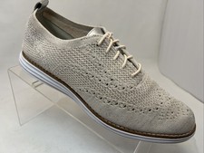 Cole Haan ZER GRAND Wingtip Oxford Flat Lace-Up Beige Mesh Upper Women 9.5 B US