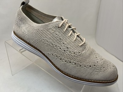 Cole Haan ZERØGRAND Wingtip Oxford Flat Lace-Up Beige Mesh Upper Women 9.5 B US
