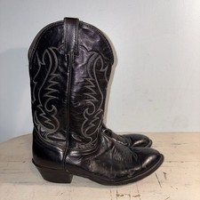 Laredo Black Leather Cowboy Boots Size 9.5 EE Mens Made In USA VTG Western