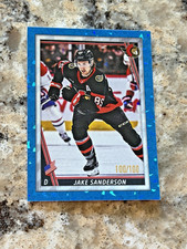 2025-26 Topps BLUE Border Jake Sanderson Senators USA Hockey Sticker #775 /100