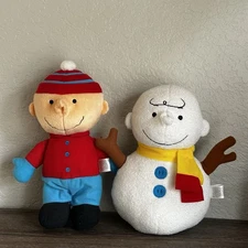 Peanuts Charlie Brown & Snowman Christmas Plush Holiday Rare 2008