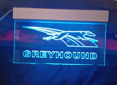 Greyhound Bus Sign.  Light Works.  Has Some Wear.  Measures 15'' X 9'' 