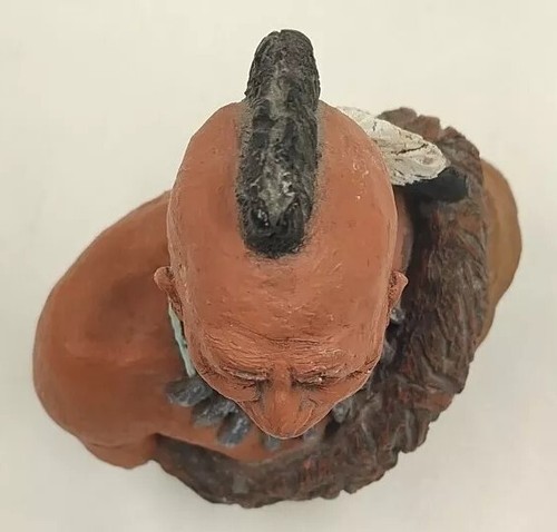 6" Vintage 1980 signierte Skulptur Monfort Original Black Hawk Indianer - Bild 22 von 23