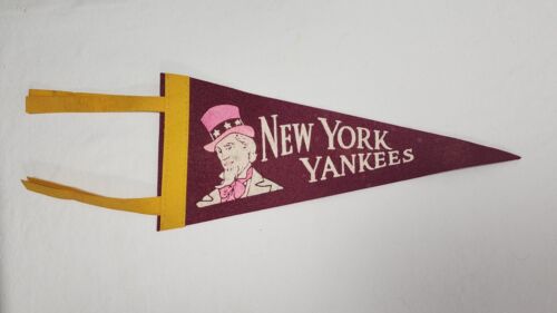 VINTAGE 1950s New York Yankees Uncle Sam Mini Size Pennant Banner MLB Baseball
