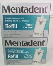 TWO Mentadent Tartar Control Toothpaste Refill Packs New Old Stock 10.4 oz total