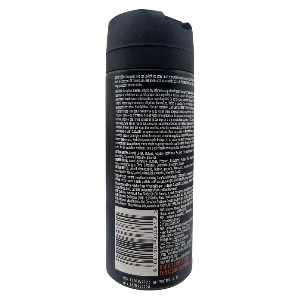 Pack of (4) New Axe Deodorant Body Spray, Dark Temptation, 150ml
