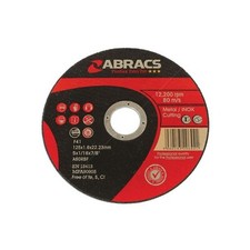 Thin Cutting Discs 125mm x 1.6mm - Grade A60TBF - Pack of 10 - Abracs WCP166