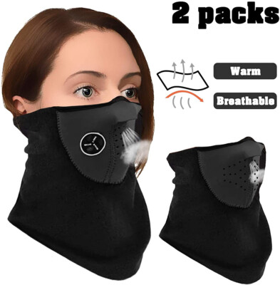 2Pack Winter Ear Mask Half Face Scarf Neoprene Hat Outdoor Windproof Cold Mask