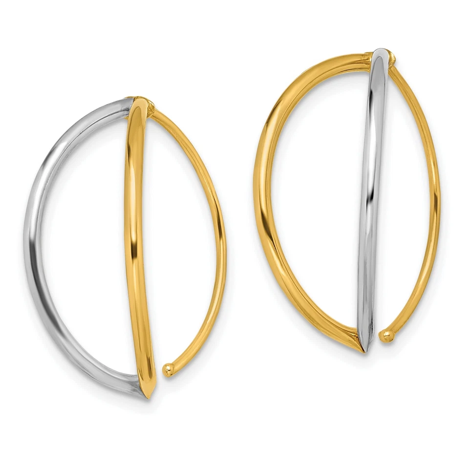 14k Two-Tone Gold Dangle Threader Earrings - Image 2 of 4