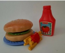 Vtg Fisher Price Fun w Play Food for Little Tikes Mini Meals Bigger Burger 100 