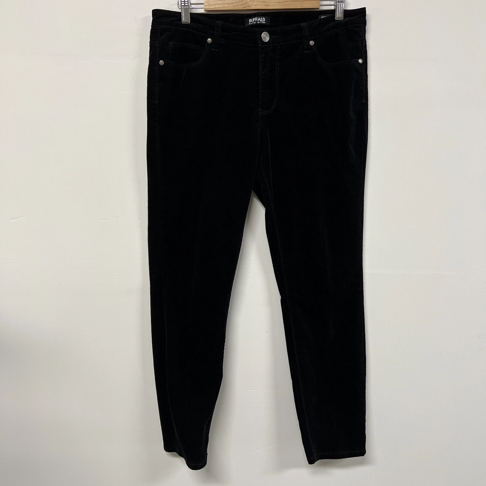 Pantalon femme Buffalo David Bitton Supreme Taille 12/32 noir corduroy jeans années 70