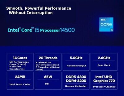 Intel Core i5-14th 14500 14Core 20th 2.6/5.0GHz 65W L3/24Mb Intel Core i5-14th 14500 14Core 20th 2.6/5.0GHz 65W L3/24Mb