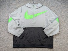 Nike Hoodie Windbreaker Jacket Youth XL Boys Gray Black Kangaroo Pouch