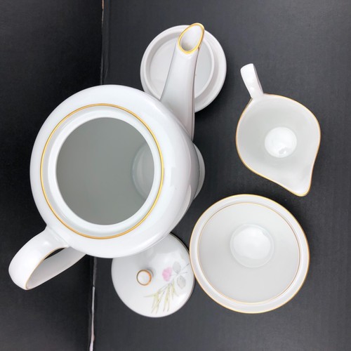 Vintage Rosenthal PARISIAN SPRING WHITE Coffee Pot w/ Lid, Creamer & Sugar 24K - Picture 9 of 12