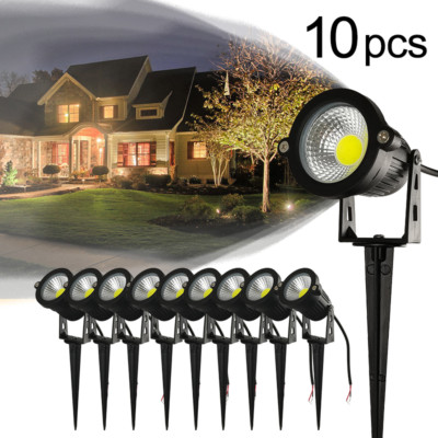 10X LED Spotlights Low Voltage 12V Outdoor Yard Decor Warm/Cool White No Plug