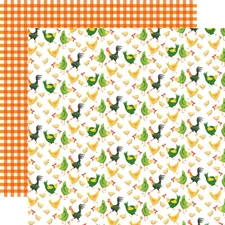 2 Sheets of Carta Bella Paper FARM TO TABLE 12x12 Cardstock - Chicken Coop