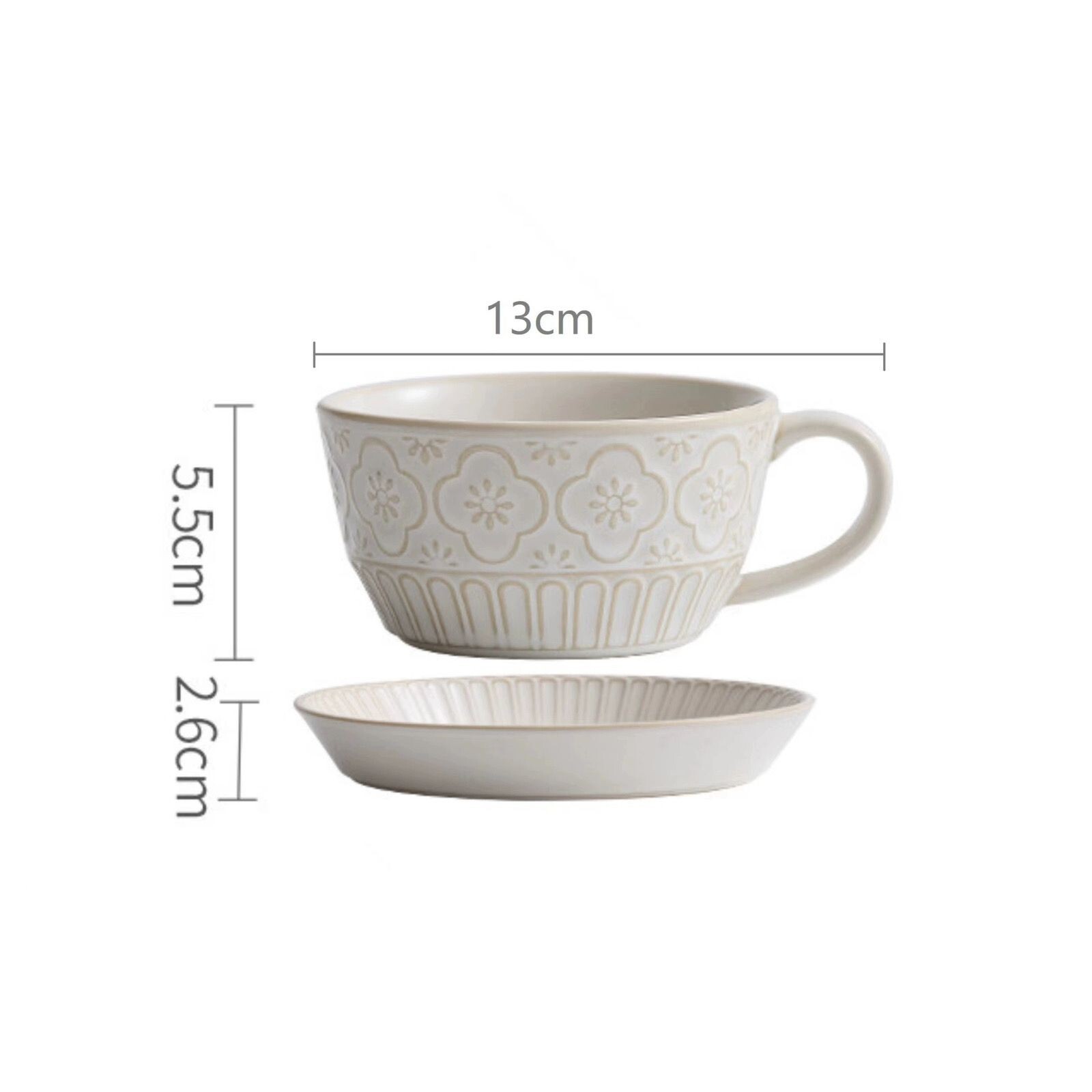 Coffee Cup Mug Ceramic Latte Art Cappuccino Barista Cup with Saucer 250ml