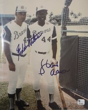 Hank Aaron And Eddie Mathews Signed Photo coa and certification sticker #44 #41