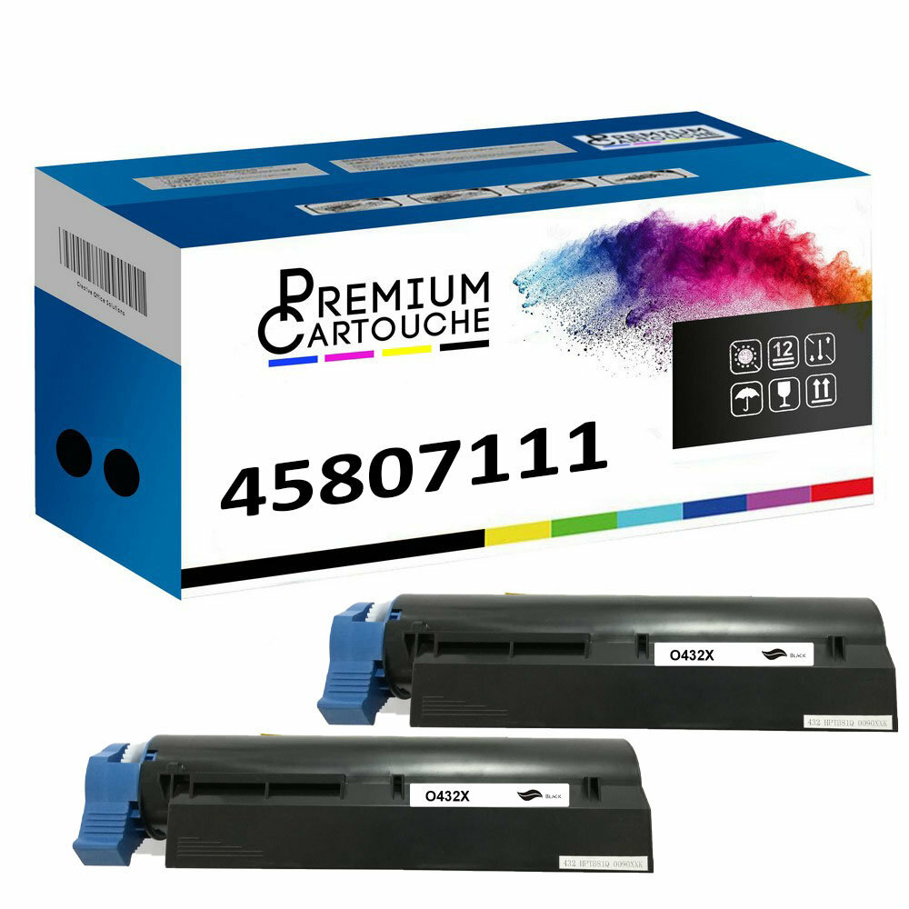 Toner 45807111 noir compatible OKI de qualité supérieure pour édition de monographies
