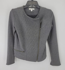 Athleta Jacket Womens XS Gray Moto Zip Cropped Minimalist Long Sleeve Pockets