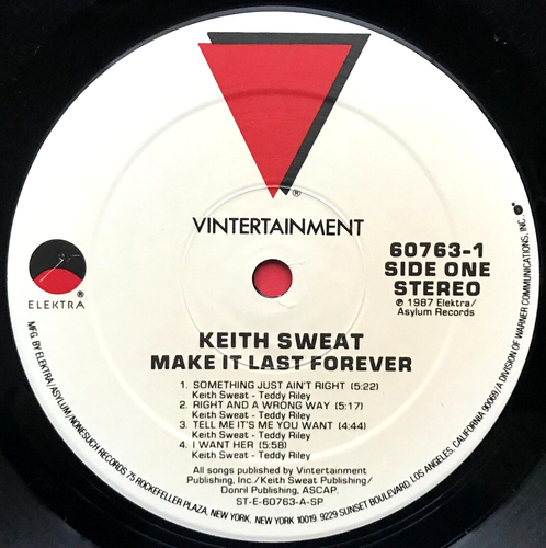 KEITH SWEAT "Make It Last Forever" Debut LP 1987 Elektra SRC Press EX / VG++ - Picture 3 of 6