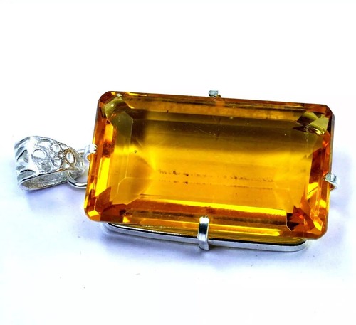 Citrin Smaragd Natur Gelb 925 Massiv Sterlingsilber 97,20Ct Anhänger Edelstein - Bild 4 von 6