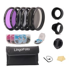 49 52 55 58 62 67 72 77 82mm Lens Filter Kit UV CPL FLD ND2 ND4 ND8 Lens Hood