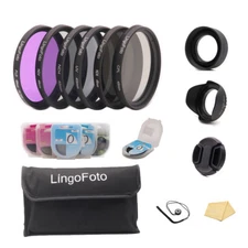 49 52 55 58 62 67 72 77 82mm Lens Filter Kit UV CPL FLD ND2 ND4 ND8 Lens Hood