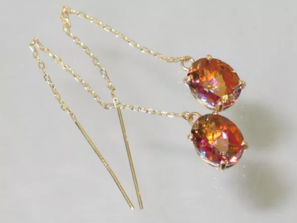 Twilight Fire Topaz 14KY Gold Threader Earrings E103 eBay