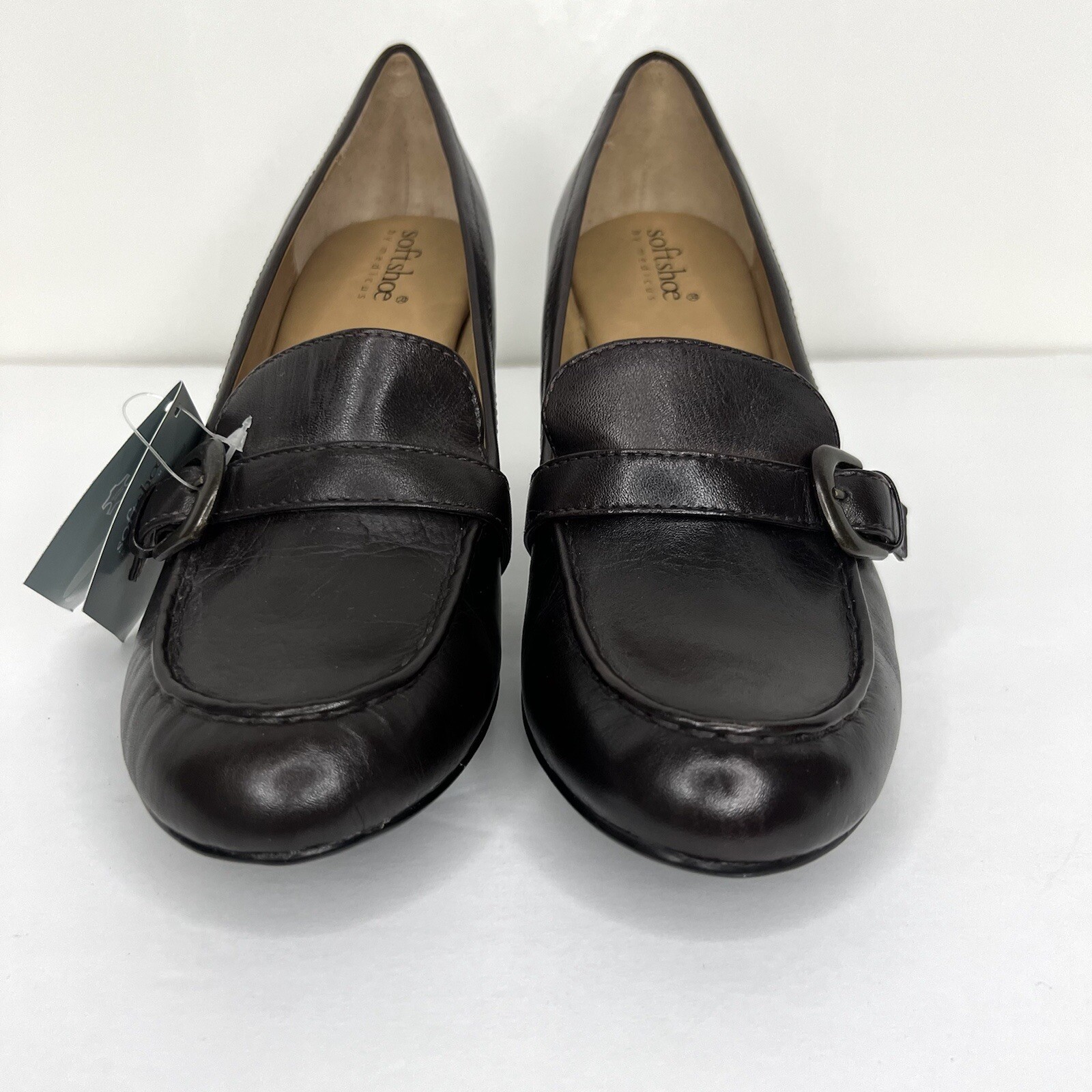 Soft Shoe By Medicus Brown Leather Shoes Slip On Pump Heels Loafers Sz 10 *READ*