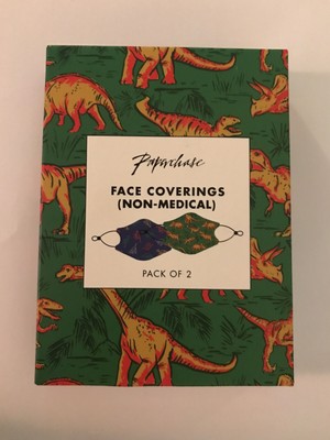 Paperchase Dinosaurier Gesichtsmaske Abdeckungen 2er Pack geeignet für Alter 5-11 Jahre