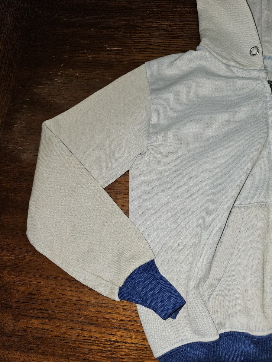 Vintage 1977 Sears Kids Sweater L (6-6X) Zip Front Blue Petticoats