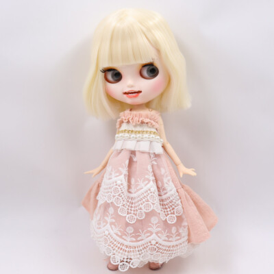 12'' Factory blythe 1/6 BJD Short Blonde hair custom doll Carved lips Open mouth