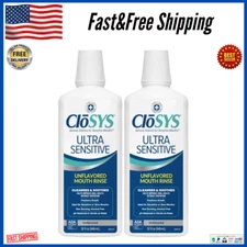 2pack CloSYS Ultra Sensitive Mouthwash, Unflavored, Alcohol Free, Dye Free, 32oz
