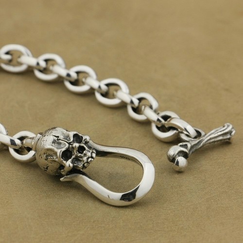 Skull Bracelets 925 Sterling Silver Chain Mens Punk Gothic Jewelry TA42D BZ - Picture 9 of 20