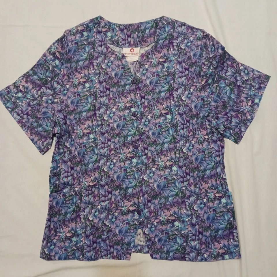 5 Camisetas Médicas BLANCAS CRUZADAS Para Mujer L GATOS, 3 Osos Botones, Arca de Noé, Floral Foto 2 de 4