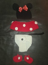 Handmade Crocheted Minnie Mouse Outfit For Baby