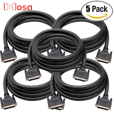 5-PACK Hosa DBD-305 DB25 Male to DB25 Male 5FT Balanced Snake Cable Black