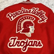 Vintage Paradise Valley Phoenix Trojans Varsity Letterman Coat Size 36 Wool USA