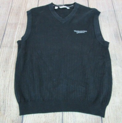 NICE Cutter & Buck Washington State WSU Cougars Black Knit Sweater Vest Small
