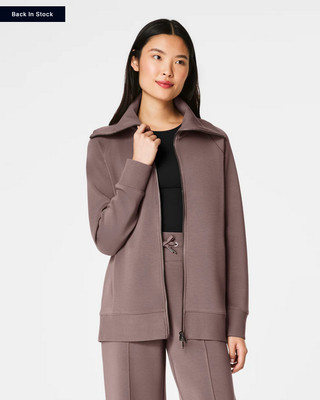 Full Zip Tunic,Soft Spacer Fabric Luxurious fine knit Womens