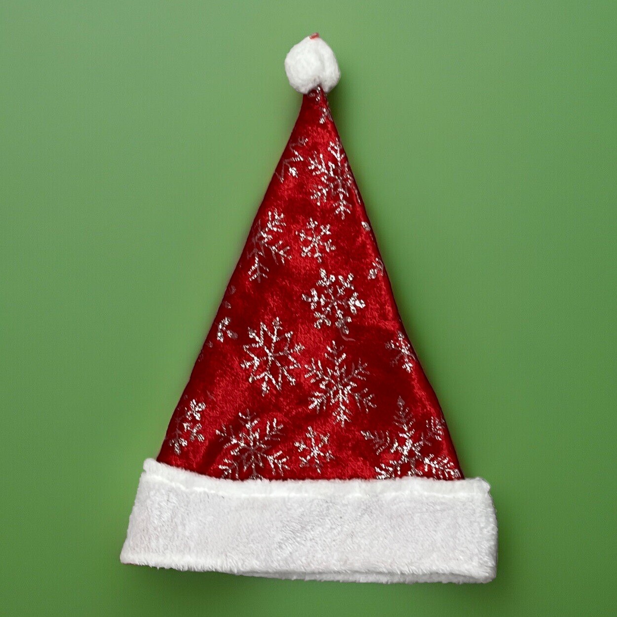 Glitter Santa Hat for Adults with Plush Velvet and White Pom